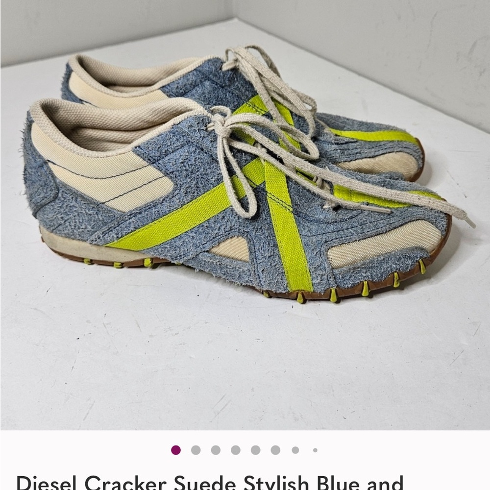 Diesel Cracker Suede Stylish Blue and Green Athletic Sneakers Men's 9